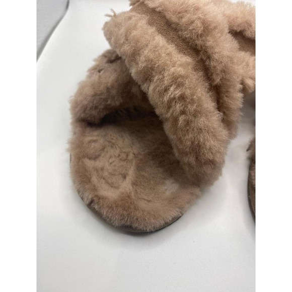 UGG Fluff Yeah Slide Sandals Tan Sheepskin Fur Comfort Women's Size 8 - Picture 3 of 6